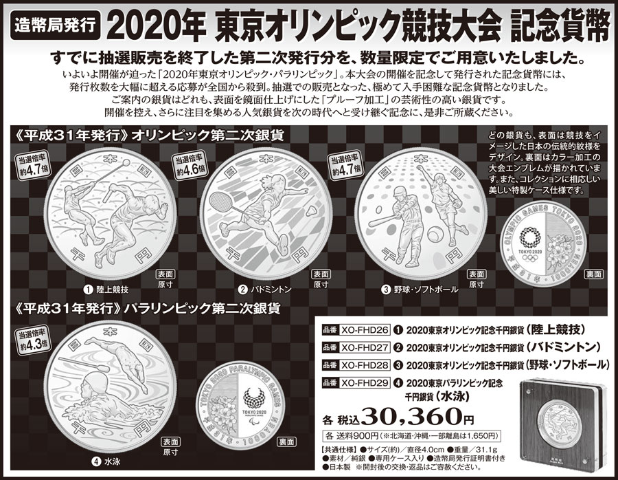 【造幣局発行】2020年東京オリンピック競技大会記念貨幣